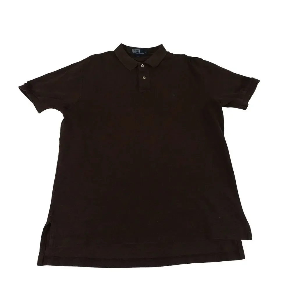 Ralph Lauren Vintage Brown Green Pony Golf Polo Shirt Men's Large